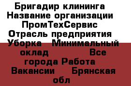 Бригадир клининга › Название организации ­ ПромТехСервис › Отрасль предприятия ­ Уборка › Минимальный оклад ­ 30 000 - Все города Работа » Вакансии   . Брянская обл.